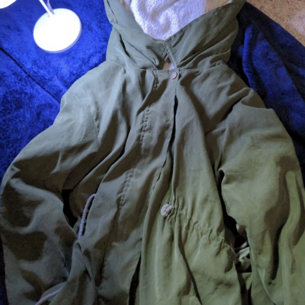Dark green faux fur coat
